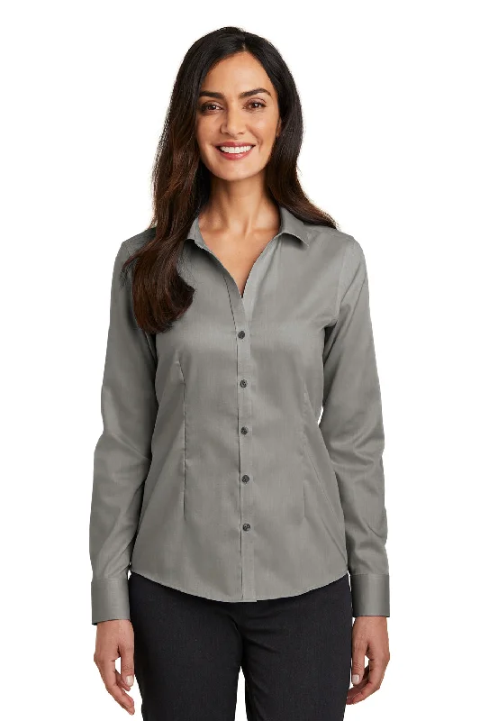Soft Trends Red House Womens Pinpoint Oxford Wrinkle Resistant Long Sleeve Button Down Shirt - Charcoal Grey - Closeout Soft Trends Red House Womens Pinpoint Oxford Wrinkle Resistant Long Sleeve Button Down Shirt - Charcoal Grey - Closeout
