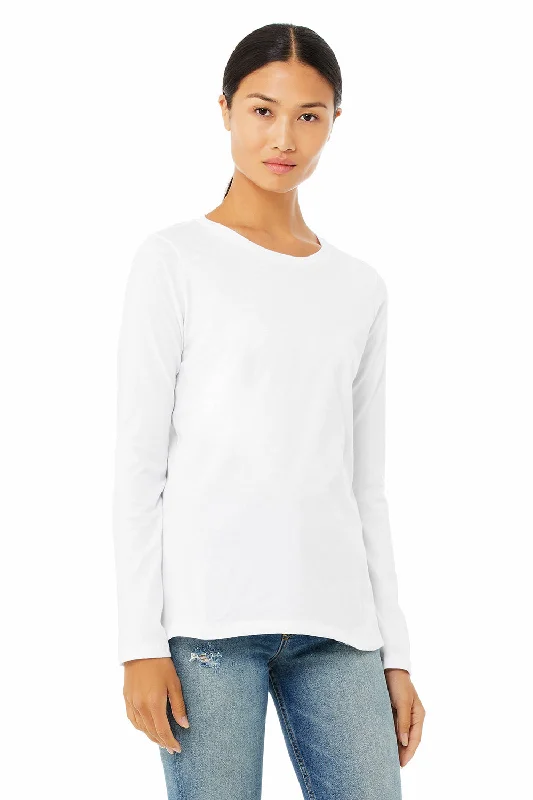 Cozy Chic Wear Bella + Canvas Womens Jersey Long Sleeve Crewneck T-Shirt - White
