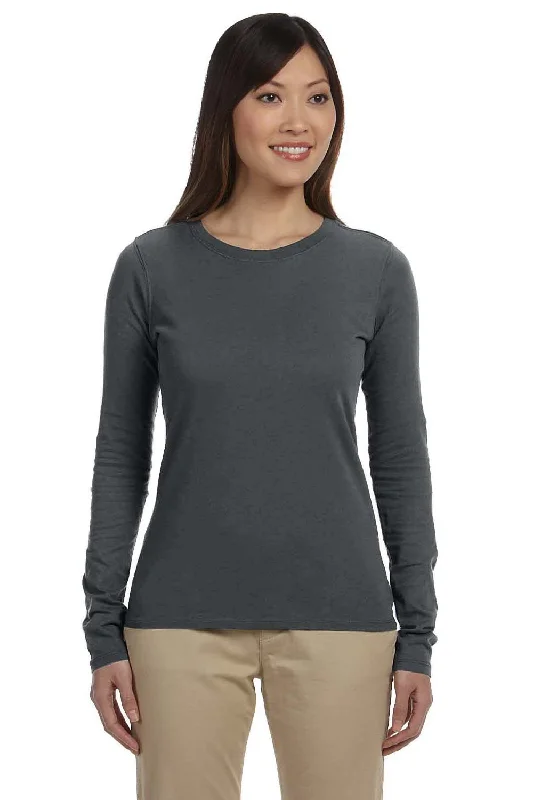 Breathable Style Econscious Womens Long Sleeve Crewneck T-Shirt - Charcoal Grey - Closeout
