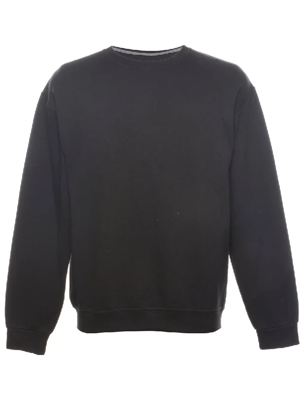 Versatile Wear Black Plain Sweatshirt - M