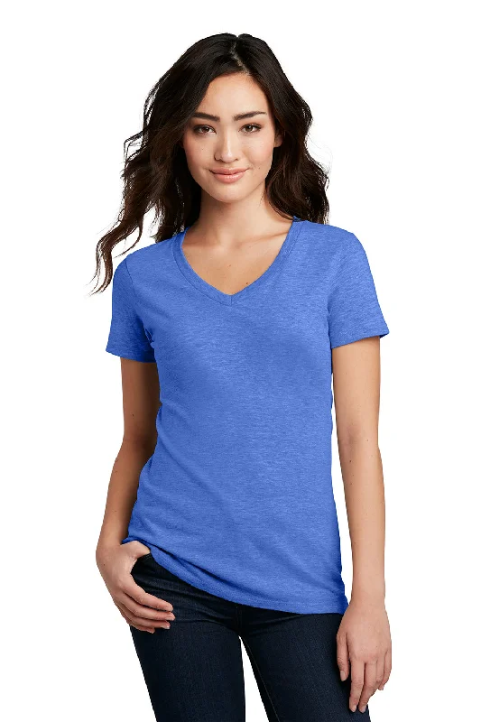 Stylish Comfort District Womens Perfect Blend Short Sleeve V-Neck T-Shirt - Heather Royal Blue Stylish Comfort District Womens Perfect Blend Short Sleeve V-Neck T-Shirt - Heather Royal Blue