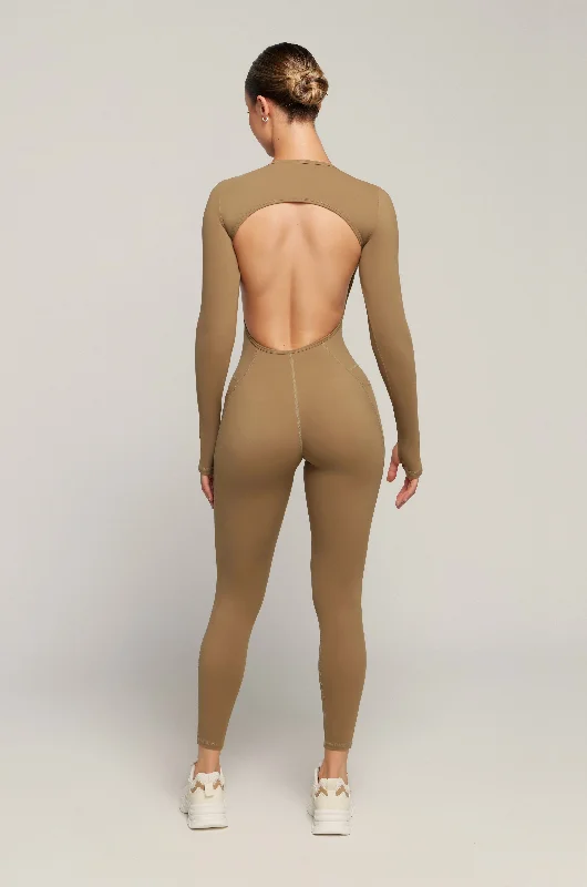Cozy Lifestyle Long Sleeve Jumpsuit - Caramel
