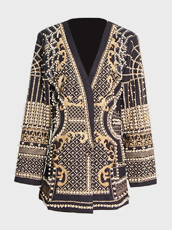Classic Design Retro Beaded Pearl Suit