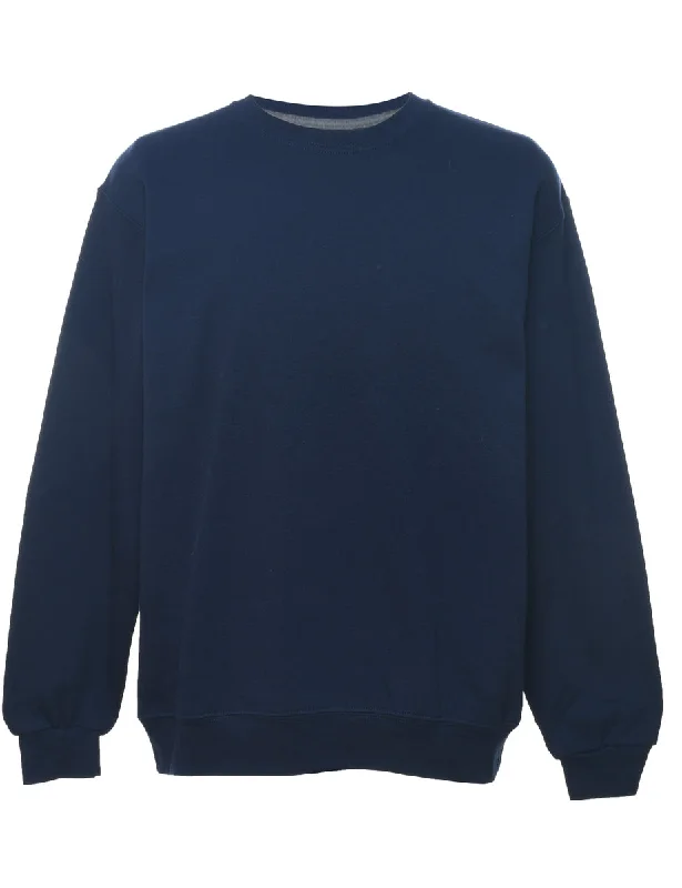 Warm Comfort Navy Plain Sweatshirt - L