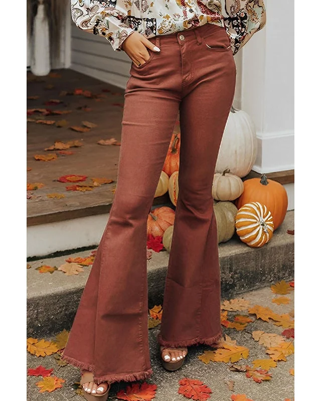 Versatile Items Azura Exchange High Waist Raw Hem Flare Jeans - 14 US
