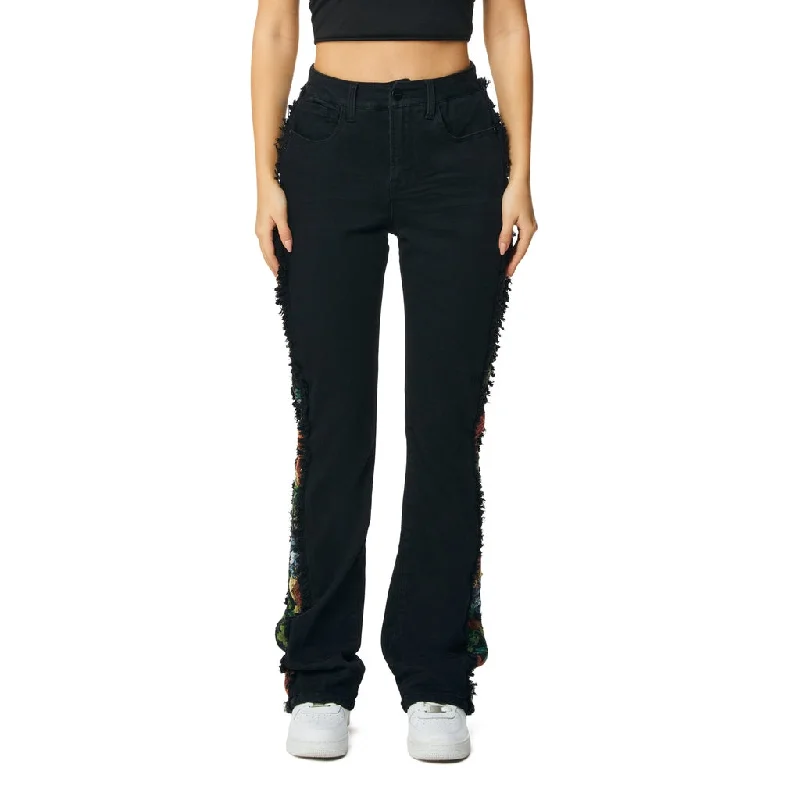 Sports Cool High Rise Bootcut Mixed Media Jeans - Deep Black