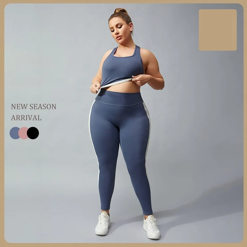 Carefree Style Running Yoga Racerback Type Nude Contrast Fitness Pants For Women