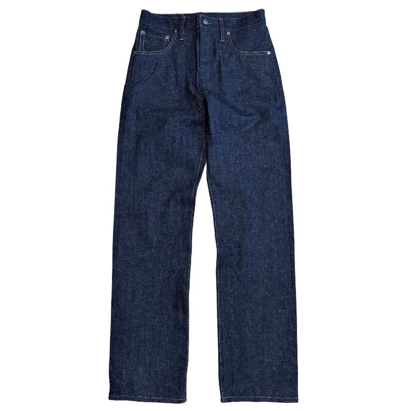 Thin Design Smokestack Japanese "Jelt" nep denim with custom green selvedge