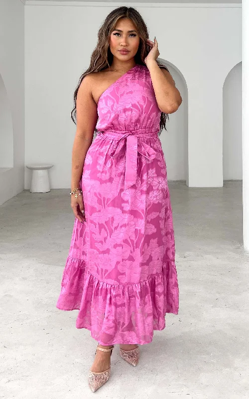 Comfortable And Simple Devina Maxi Dress - Pink Floral Texture