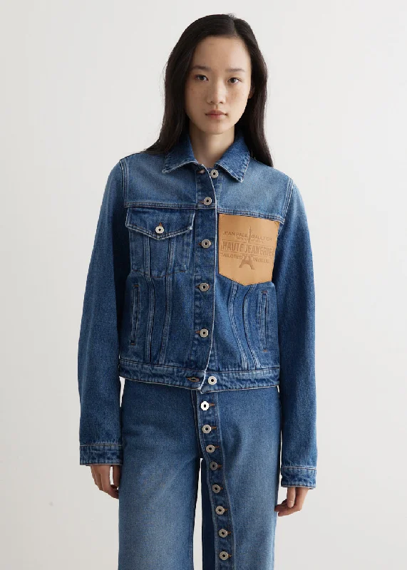 Fashion Expert Denim Jacket With Leather Pocket