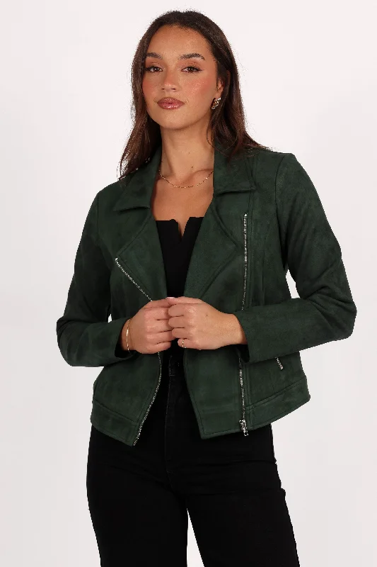 Cozy Vibes Spencer Faux Suede Moto Jacket - Olive