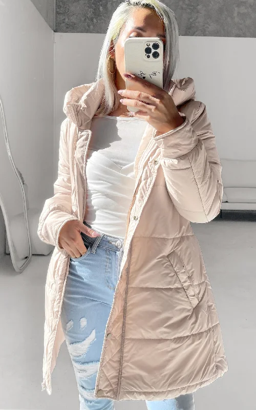 Wearable At Home Or Out Genevieve Puffer Jacket - Latte Beige