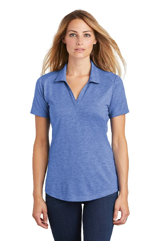 Elegant Series Sport-Tek Womens Moisture Wicking Short Sleeve Polo Shirt - Heather True Royal Blue