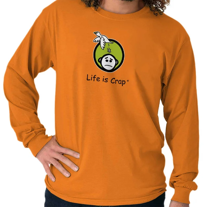 Simple Chic Logo Bird Poop Long Sleeve Tee