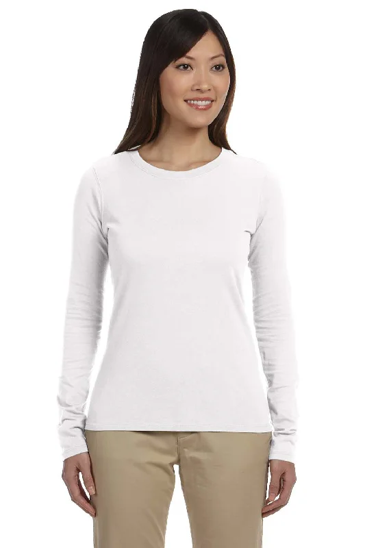 Fashion Comfort Econscious Womens Long Sleeve Crewneck T-Shirt - White - Closeout