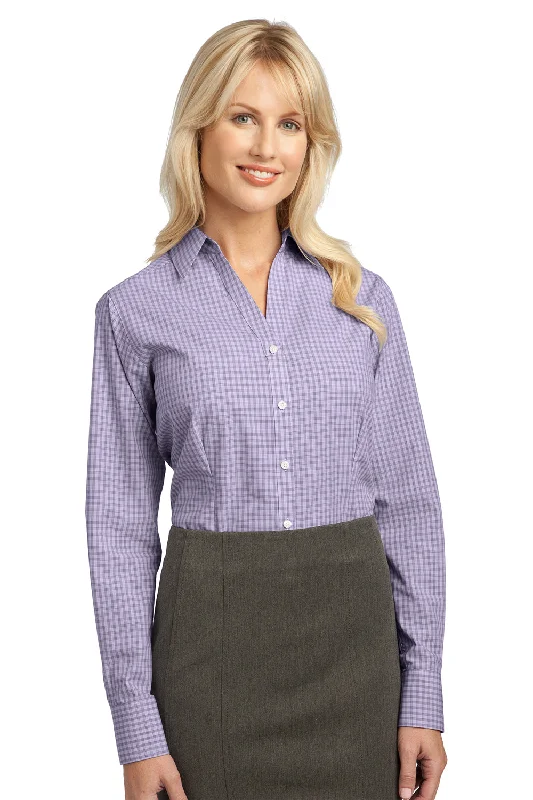 Relaxed Fashion Port Authority Womens Easy Care Wrinkle Resistant Long Sleeve Button Down Shirt - Purple - Closeout