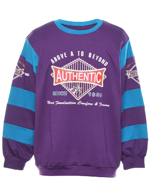 Lounge Wear Purple Printed Sweatshirt - S