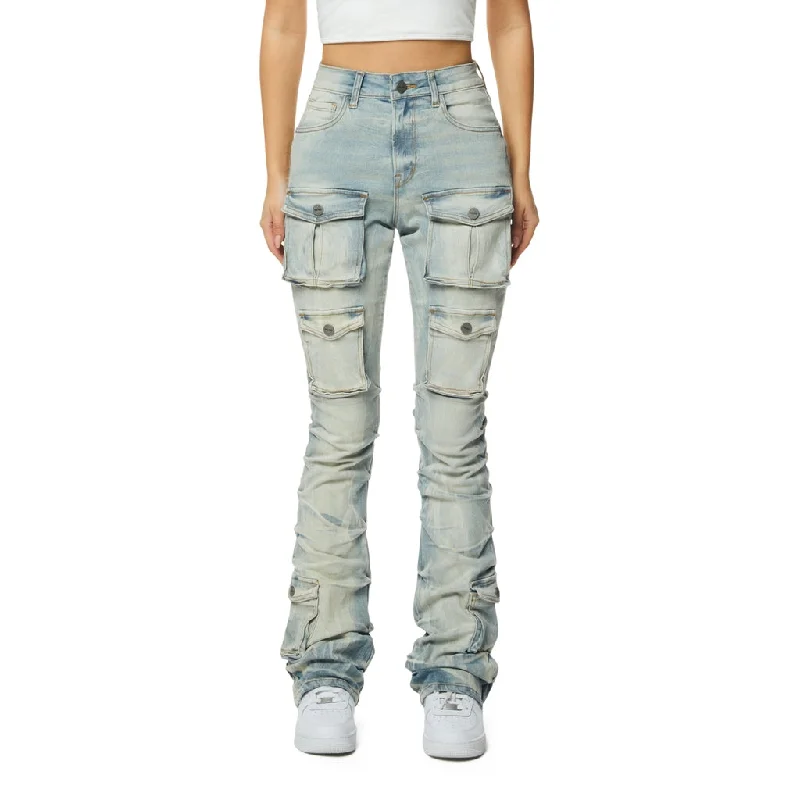 Low-key Luxury High Rise Stacked Utility Jeans - Seville Blue