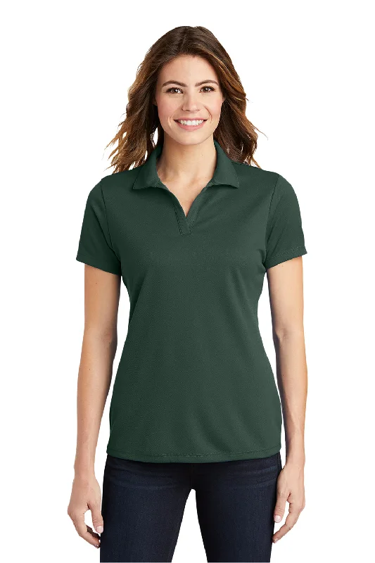 Versatile Itinerary Sport-Tek Womens RacerMesh Moisture Wicking Short Sleeve Polo Shirt - Dark Forest Green