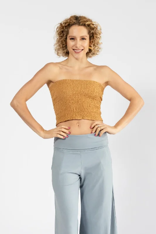 Casual Elegance Strapless Top - Clay