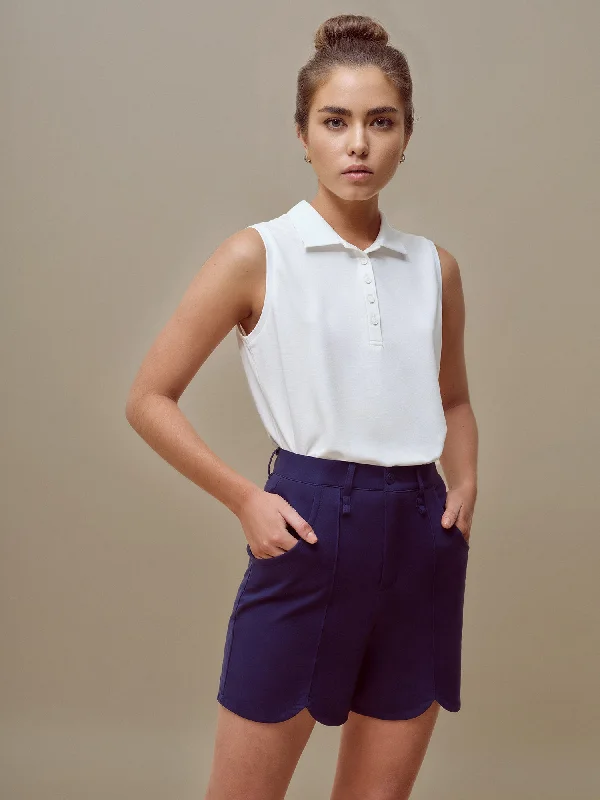 Fashion Touch Classic Sleeveless Cropped Polo
