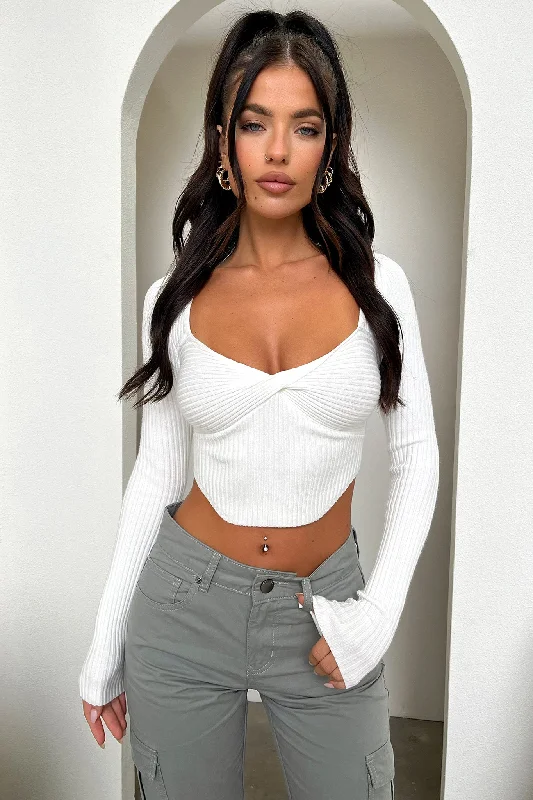 Design Trend Beca Long Sleeve Knit - White