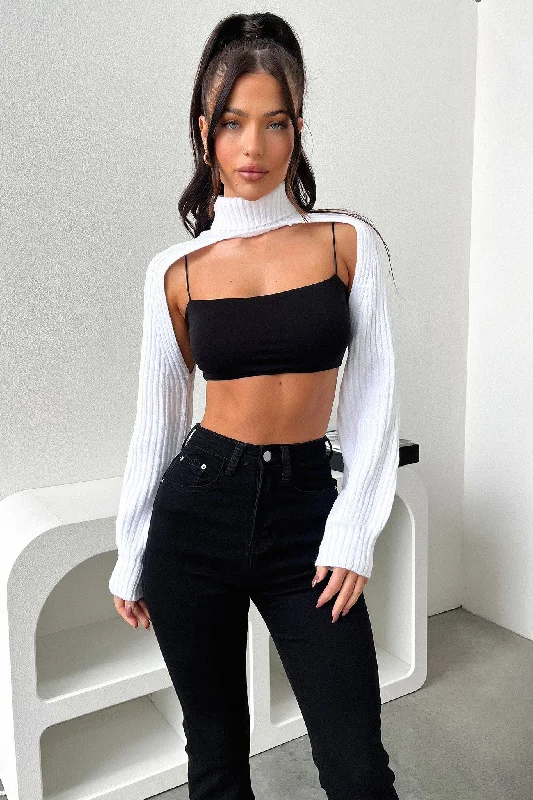 Weekend Comfort Wear Evie Turtleneck Shrug - White
