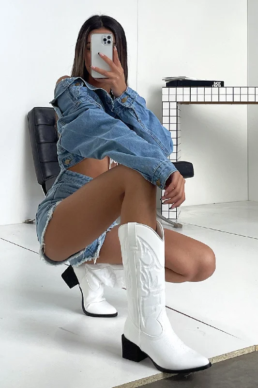 Modern City Jagger Cowboy Boots - White