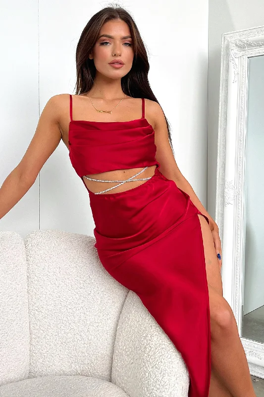 Celebrity Style Kamdyn Midi Dress - Red