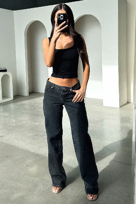 High-end Fashion Marcus Low Rise Jeans - Black