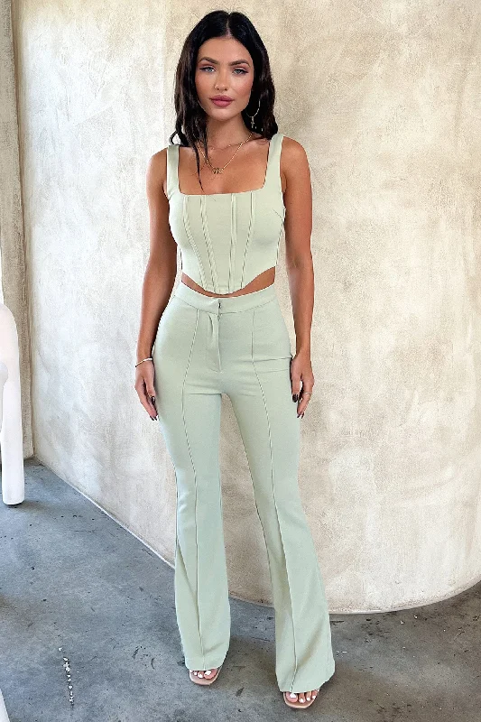 Street Cool Token Flare Pants - Sage