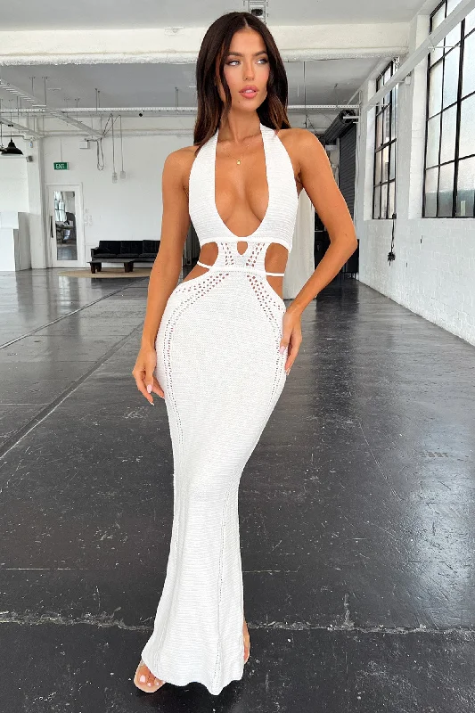 Slightly Flared Design Tropez Maxi Dress - White
