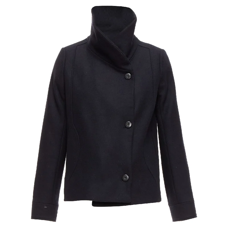 Easy Fashion Ba&sh Wool Blend Shawl Neck Side Wrap Front Short Coat
