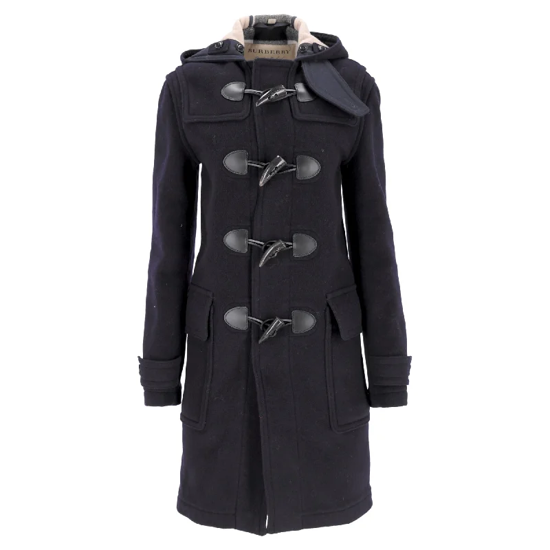 Trendy Comfort Wear Burberry London Mersey Duffle Coata In Navy Blue Wool