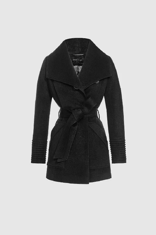 Easy Wear Chic Baby Alpaca Cropped Wide Collar Wrap Coat