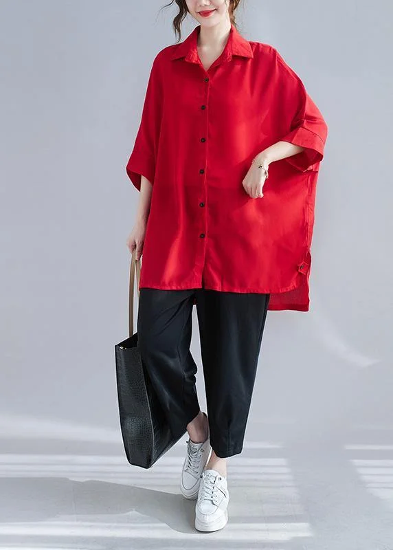Hooded design Fashion Red Asymmetrical Coat