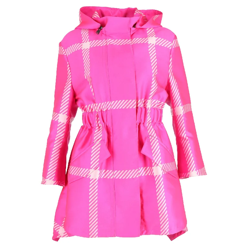 Everyday Comfort Fendi Pop Tartan Raincoat with Hood in Pink Polyester
