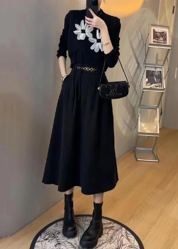Design And Tailoring Floral Black O Neck Pockets Patchwork Three Pieces Set Waistcoat Sleeveless Design And Tailoring Floral Black O Neck Pockets Patchwork Three Pieces Set Waistcoat Sleeveless