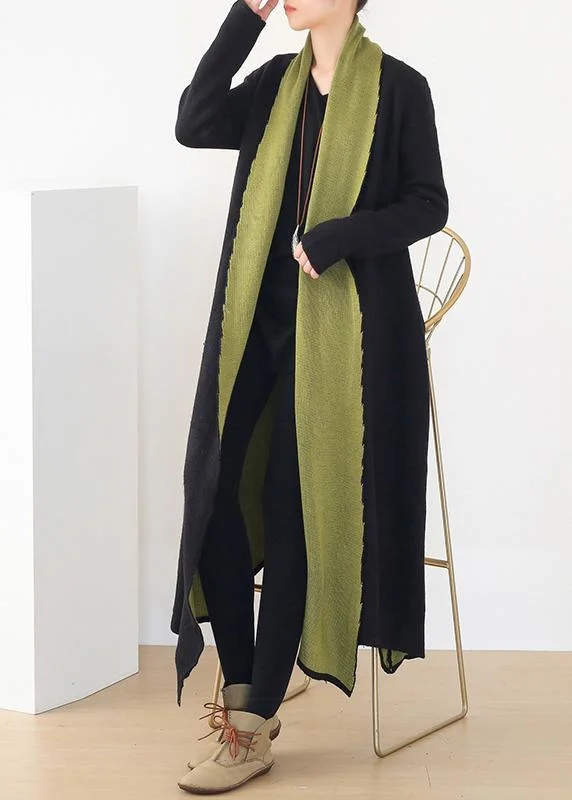 Windbreaker fashion For Work patchwork knit coats Loose fitting v neck wild knit outwear Windbreaker fashion For Work patchwork knit coats Loose fitting v neck wild knit outwear