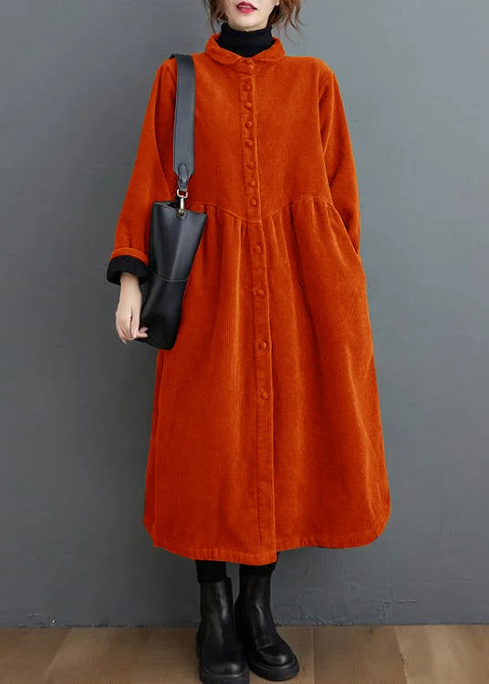 Personalized Outfit French orange corduroy coats Inspiration thick Cinched women coats ( Limited Stock) Personalized Outfit French orange corduroy coats Inspiration thick Cinched women coats ( Limited Stock)
