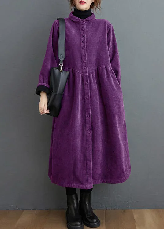 Refreshing Design French purple  corduroy coats Inspiration thick Cinched women coats ( Limited Stock)