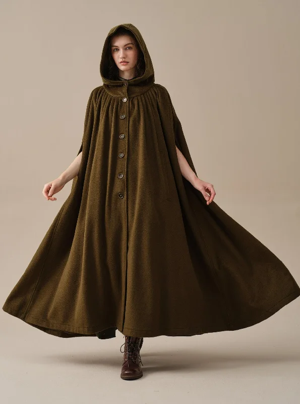 Warm Comfort ARIEL 14 | HOODED WOOL CLOAK COAT