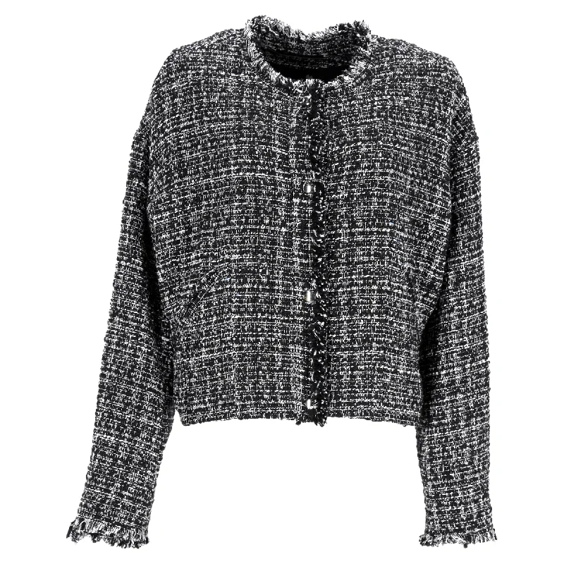 Basic Comfort Iro Oluna Tweed Buttoned Jacket in Black Acrylic