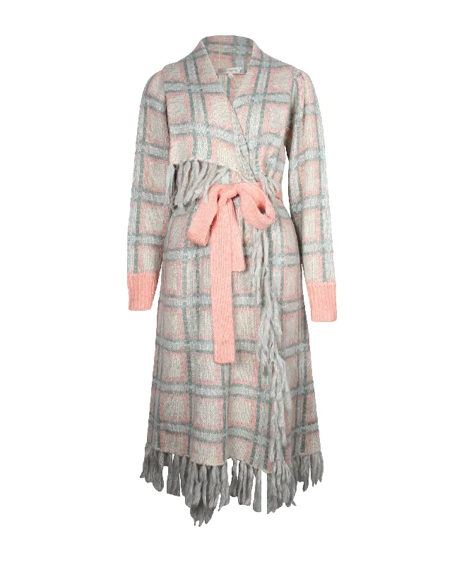 Dynamic Fashion Love Shack Fancy Avie Plaid Duster Coat in Multicolor Acrylic