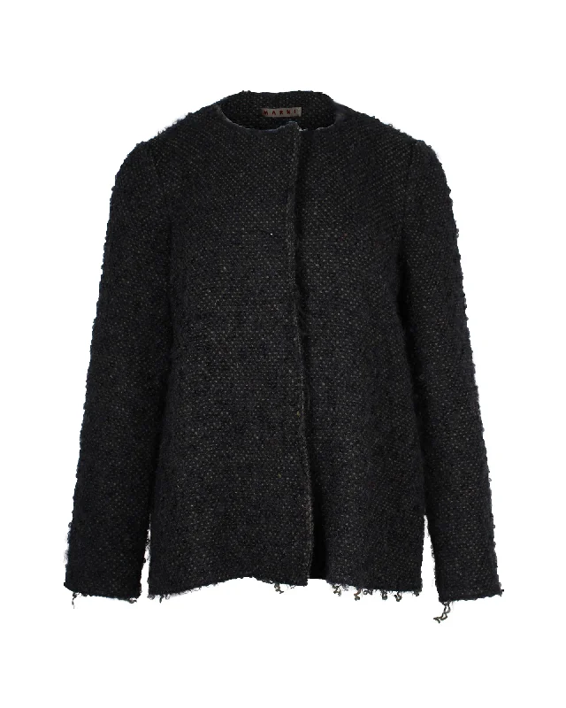 Elegant And Simple Marni Evening Jacket in Dark Green Wool
