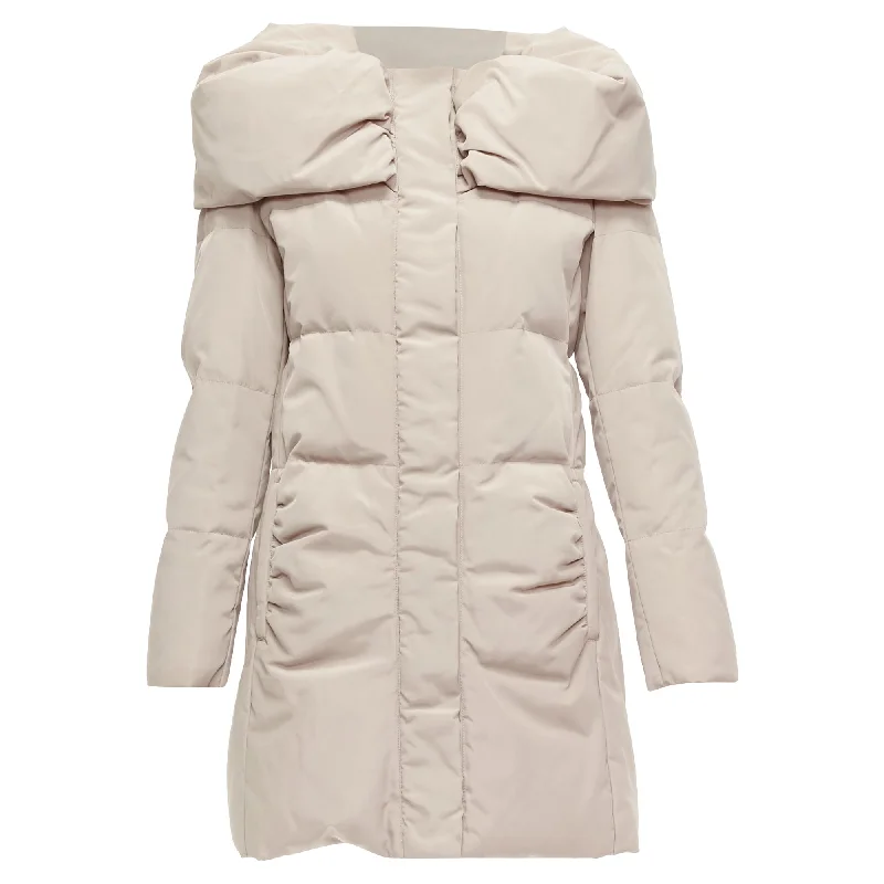 High-end Design Max & Co Caldo Bateau Foldover Collar Fitted Long Puffer Coat