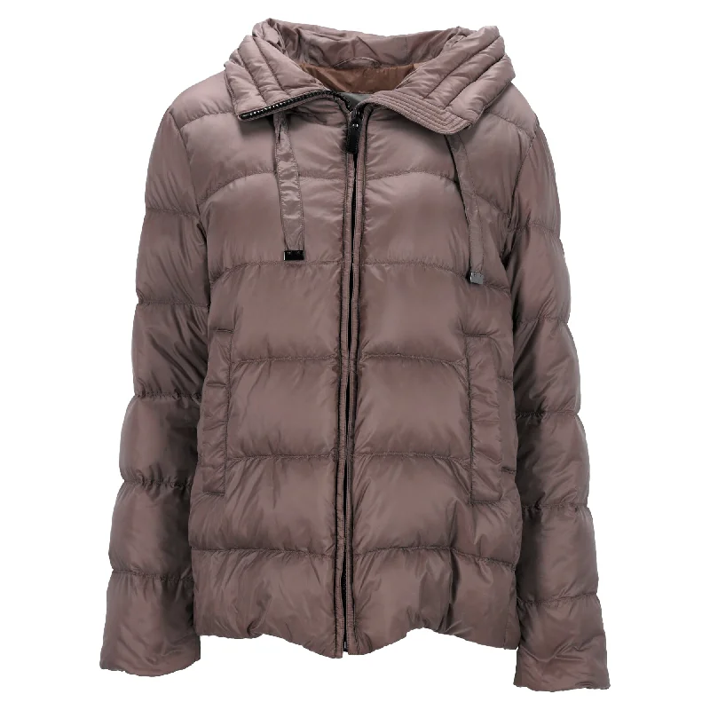 Elegant And Noble Max Mara The Cube Quilted with Hood Down Jacket in Brown Polyester