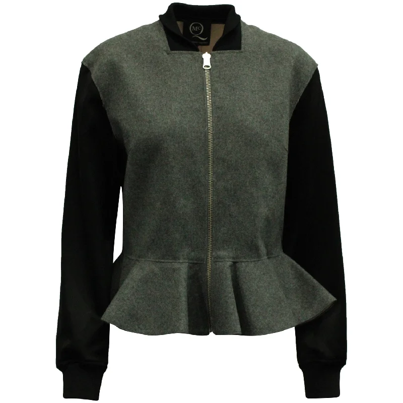 End Of The Year MCQ by Alexander McQueen Peplum Bomber jacket in Black and Grey Wool End Of The Year MCQ by Alexander McQueen Peplum Bomber jacket in Black and Grey Wool