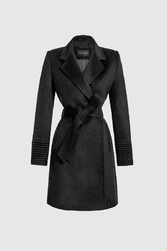 Relaxed Jackets Baby Alpaca Mid Length Notched Collar Wrap Coat