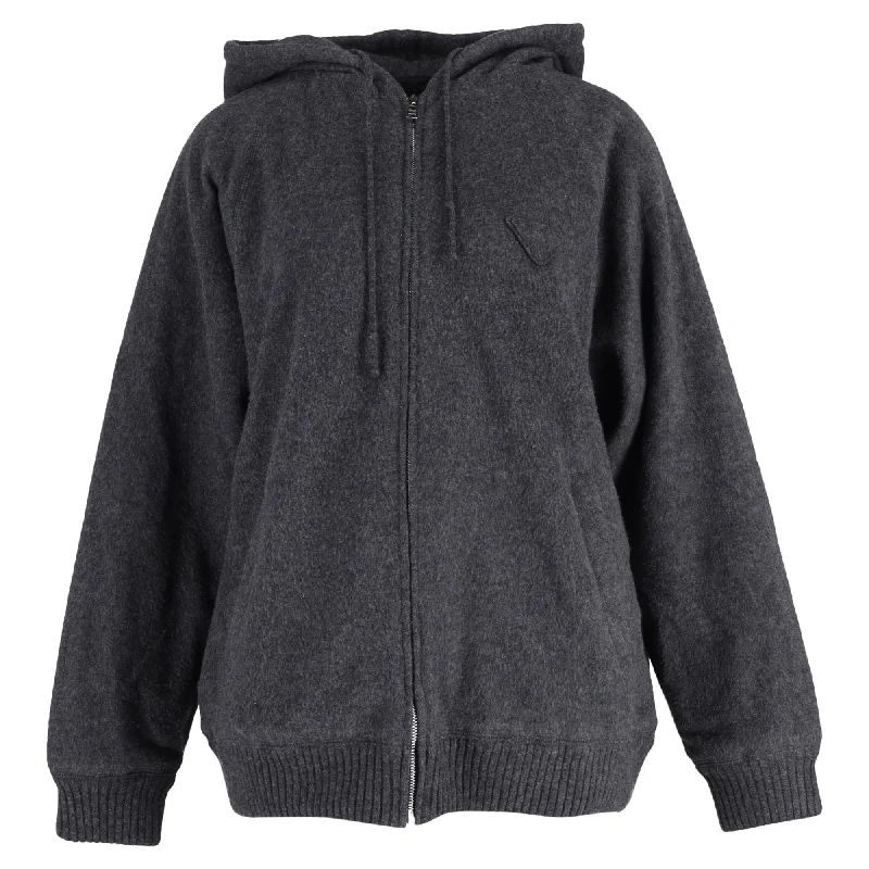 Fashion Must-have Prada Oversized Hooded Jacket in Grey Cashmere